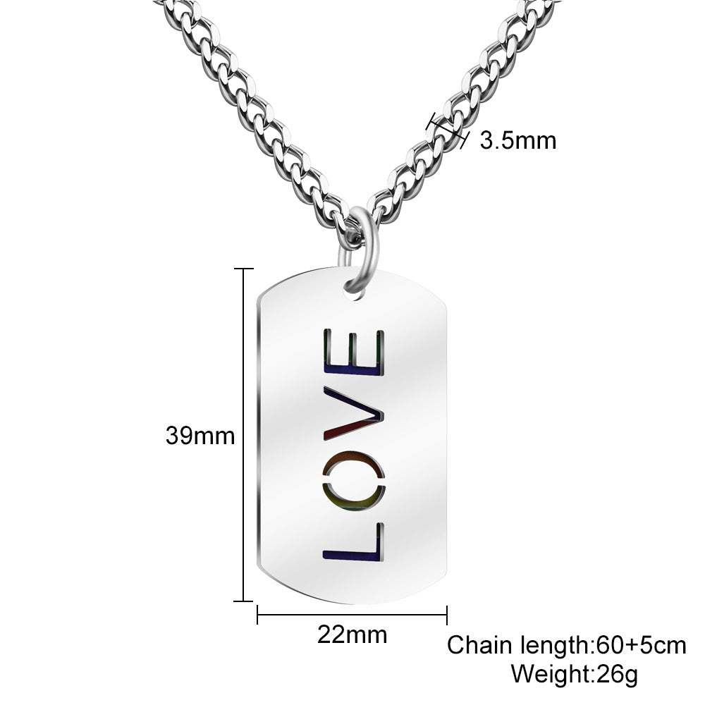 Rainbow Flag Necklace With LOVE-N074