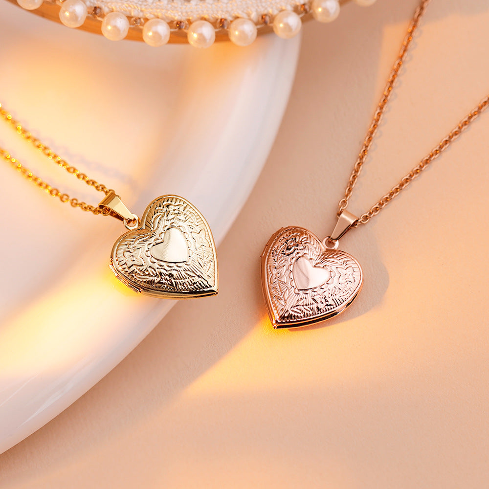 Heart Wing Locket Necklace-L009