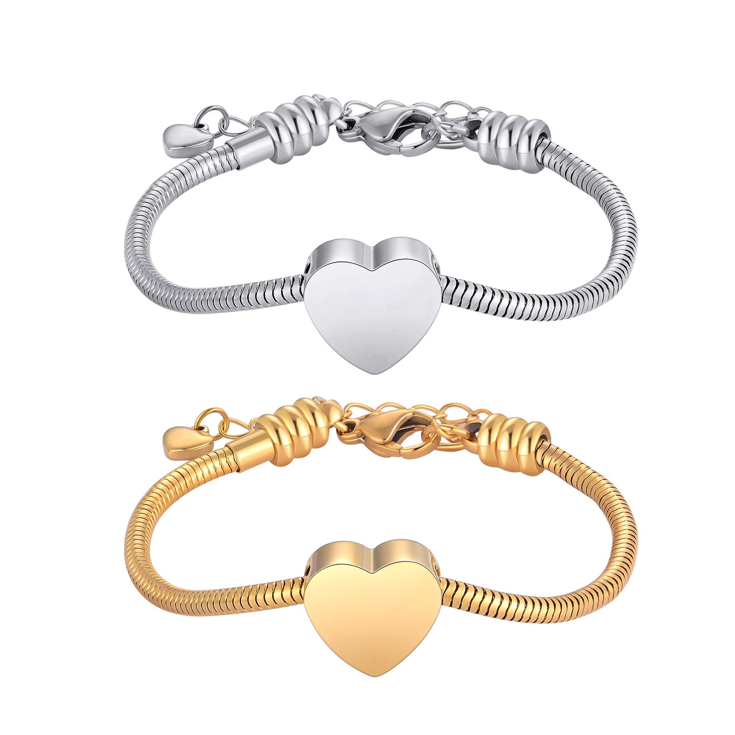 Custom Cremation Urn Heart Beaded Bracelet Compatible with Pandora-A058