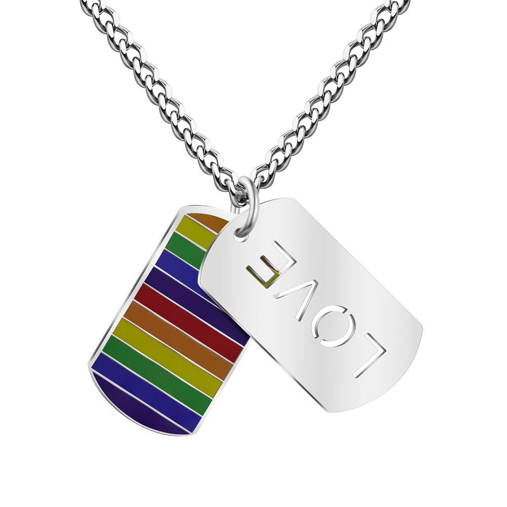 Rainbow Flag Necklace With LOVE-N074