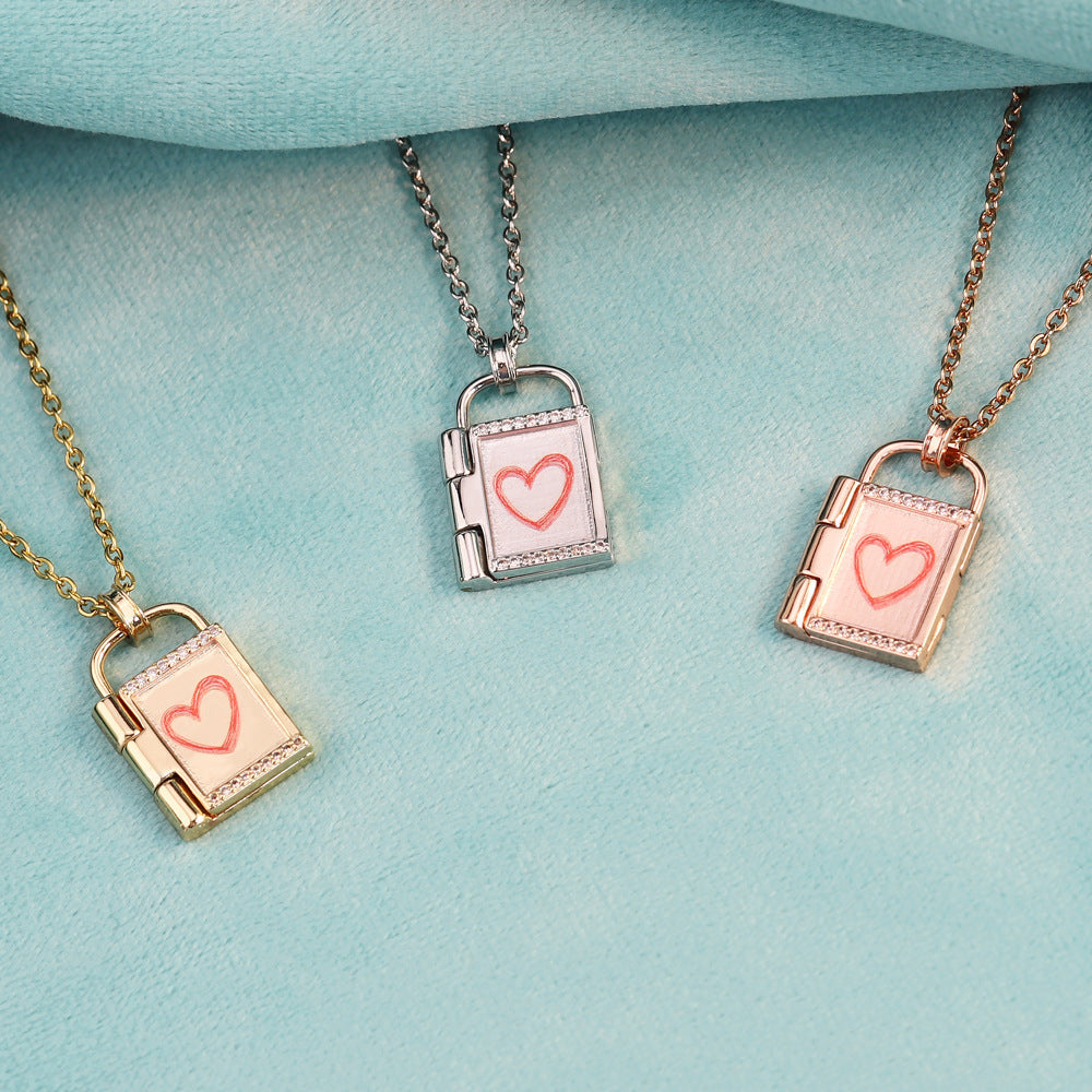 Lock Shape Locket Necklace-L005