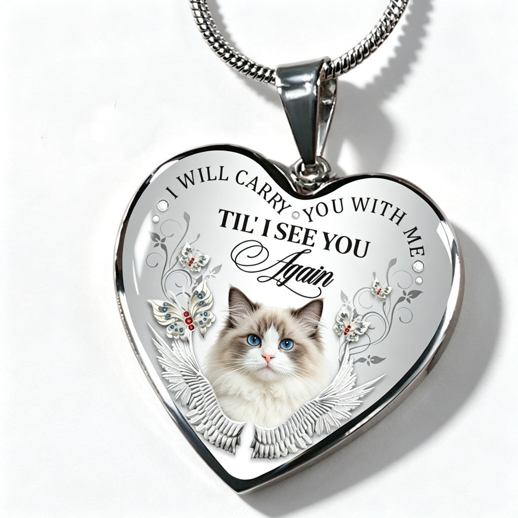 Collier/porte-clés commémoratif photo personnalisé "Je te porterai avec moi" - N001