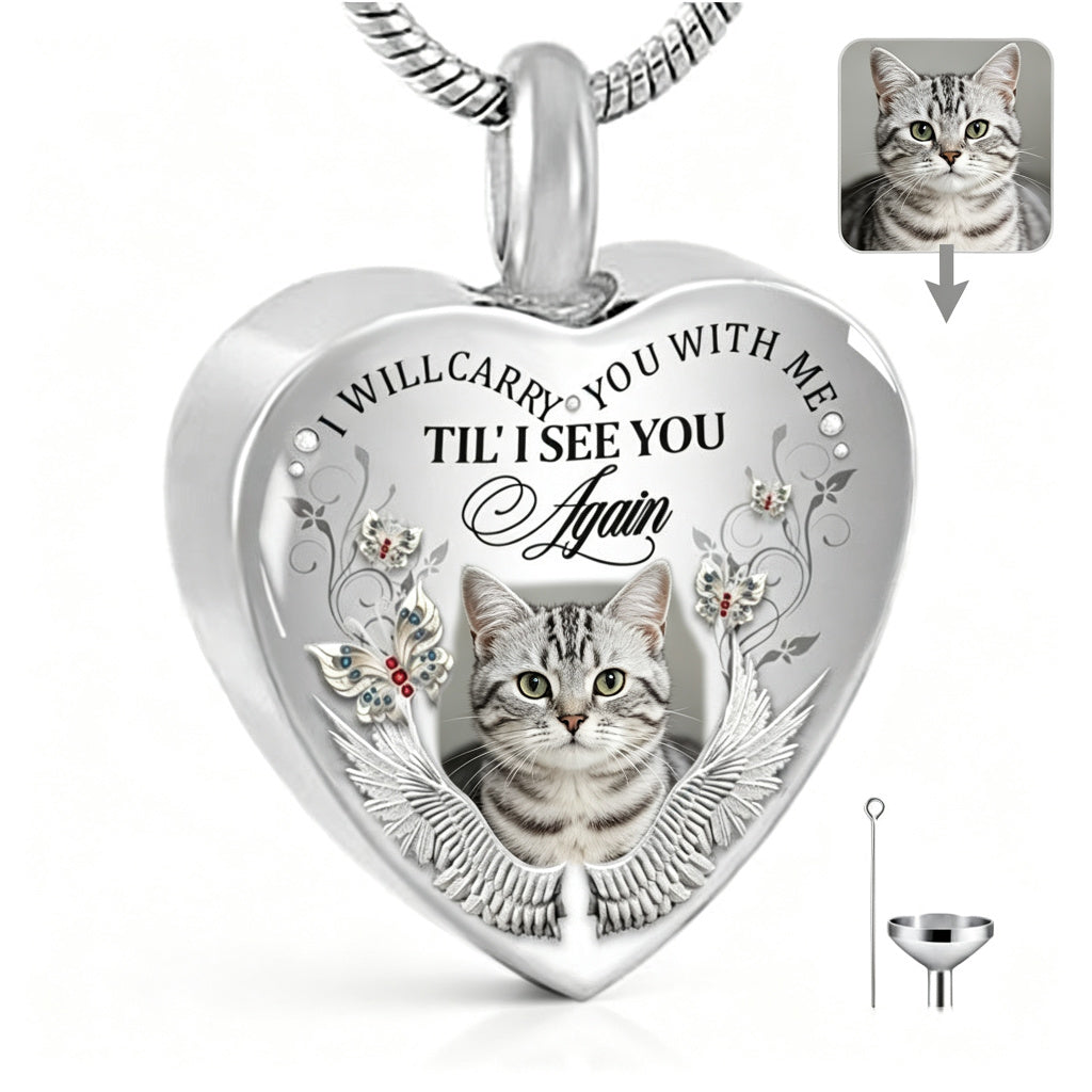 Collier/porte-clés commémoratif photo personnalisé "Je te porterai avec moi" - N001