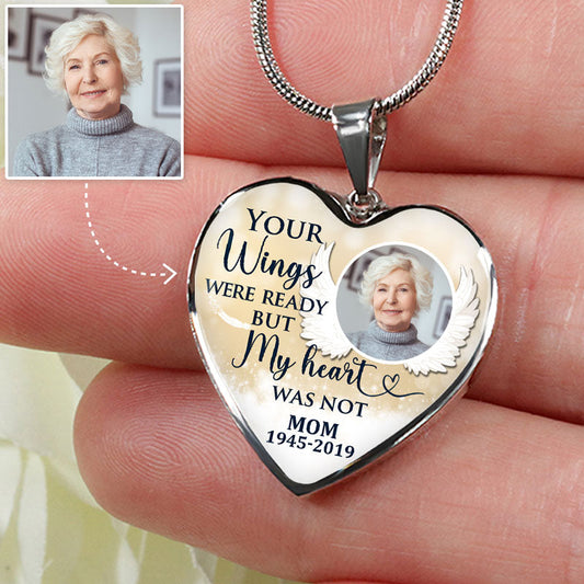 Custom Photo Memorial Necklace Adjustable "Your Wings Were Ready” - N080