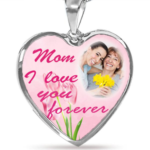 Benutzerdefinierte Fotokette verstellbar „Mama, ich liebe dich für immer“ -N044