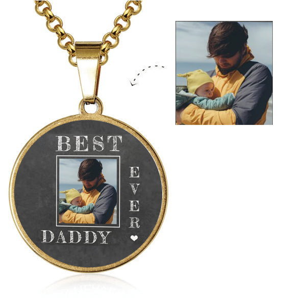 Custom Photo Memorial Necklace Adjustable "Best Daddy Ever”-N075