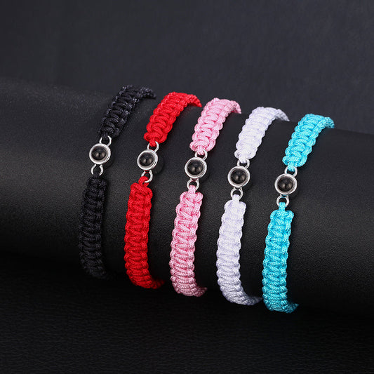 Personalized Photo Projection Bracelet Colorful Braided Rope - P040