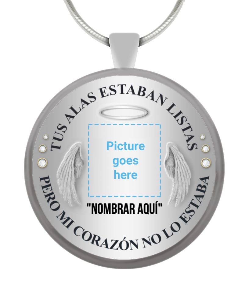 Collar Memorial con Foto "Tus alas estan listas” - N077