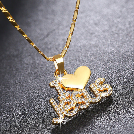 "I 💓 Jesus" Necklace with CZ Classic Jewelry-N020