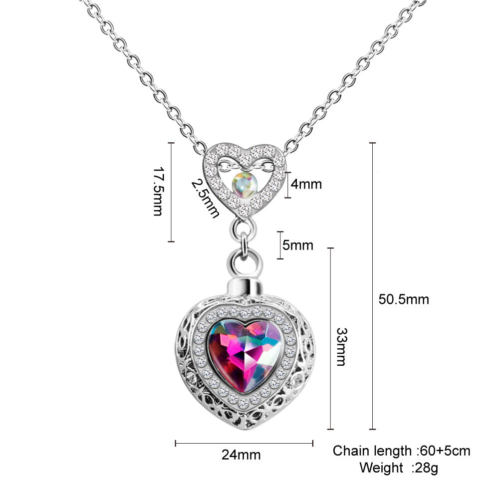 Heart-shaped Cremation Urn Necklace Memorial Jewelry for Ashes-A010