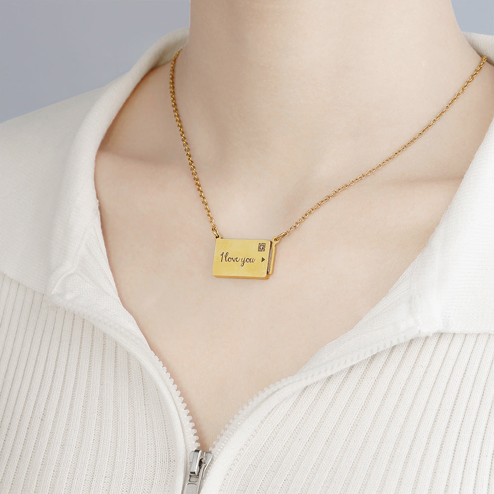 Pull-Up Envelope Photo Pendant Necklace Personalized Gift-N041