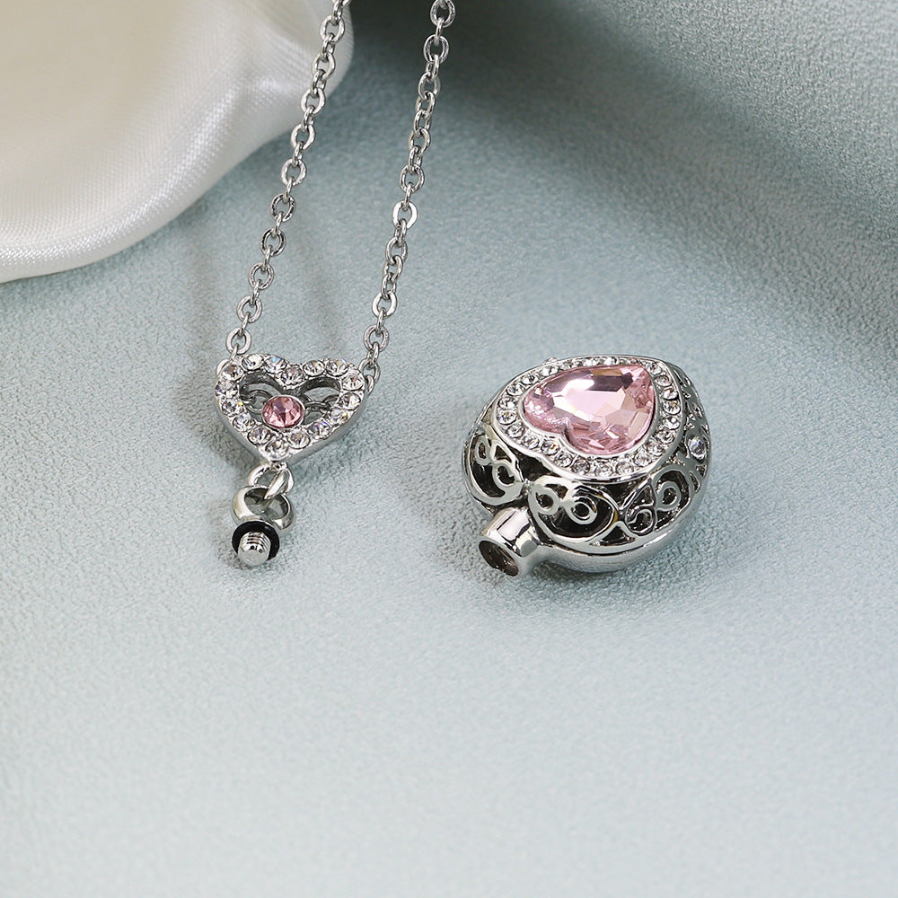 Heart-shaped Cremation Urn Necklace Memorial Jewelry for Ashes-A010