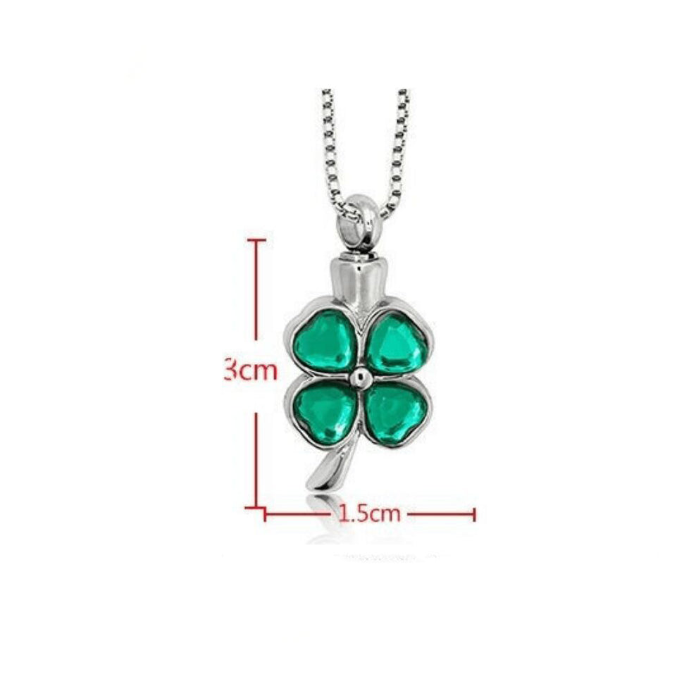 Four-Leaf Clover Necklace Cremation Urn Pendant for Ashes -A014