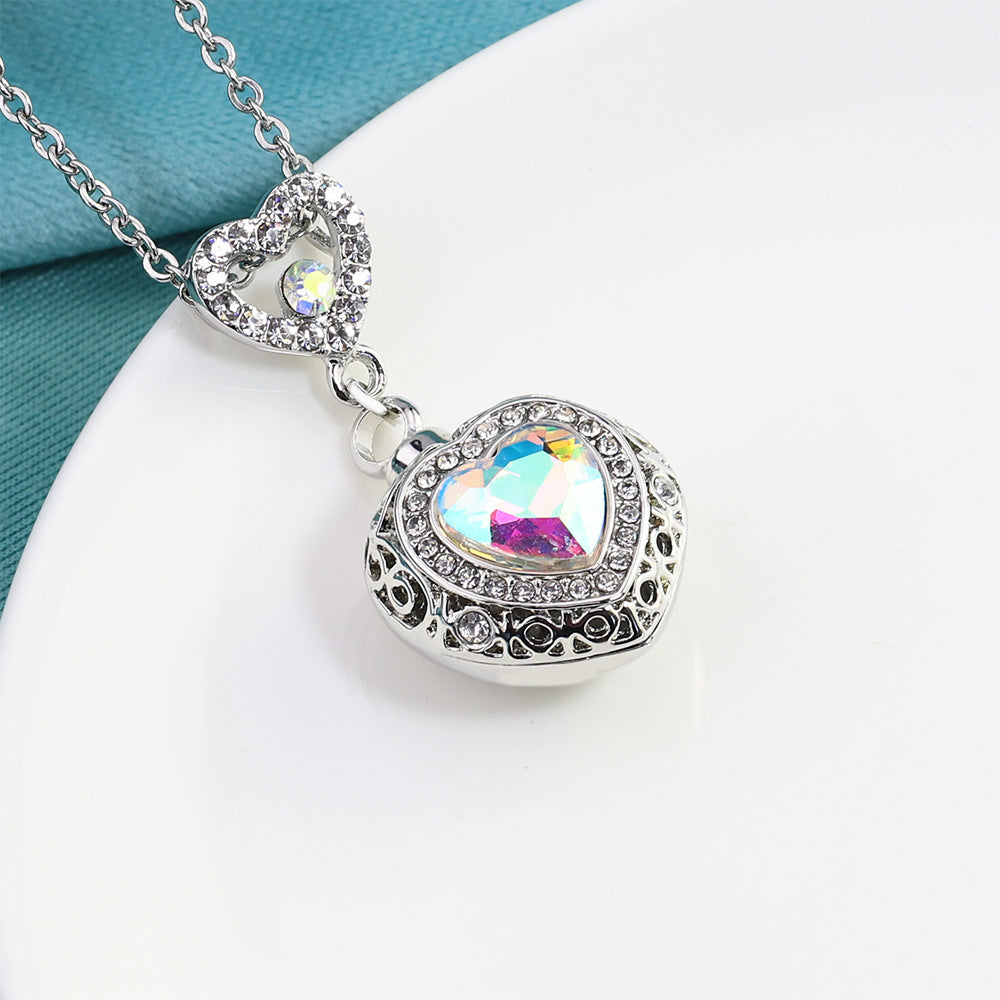 Heart-shaped Cremation Urn Necklace Memorial Jewelry for Ashes-A010