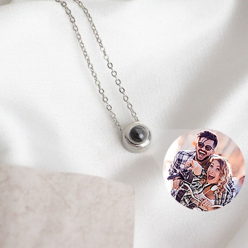 Personalized Photo Projection Necklace 925 Sterling Silver Circle Shape - P005