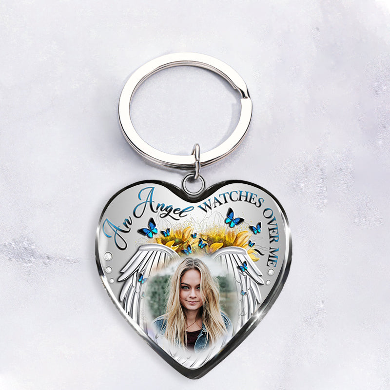 Custom Photo Memorial Necklace Adjustable "An Angel Watches Over Me"-N028