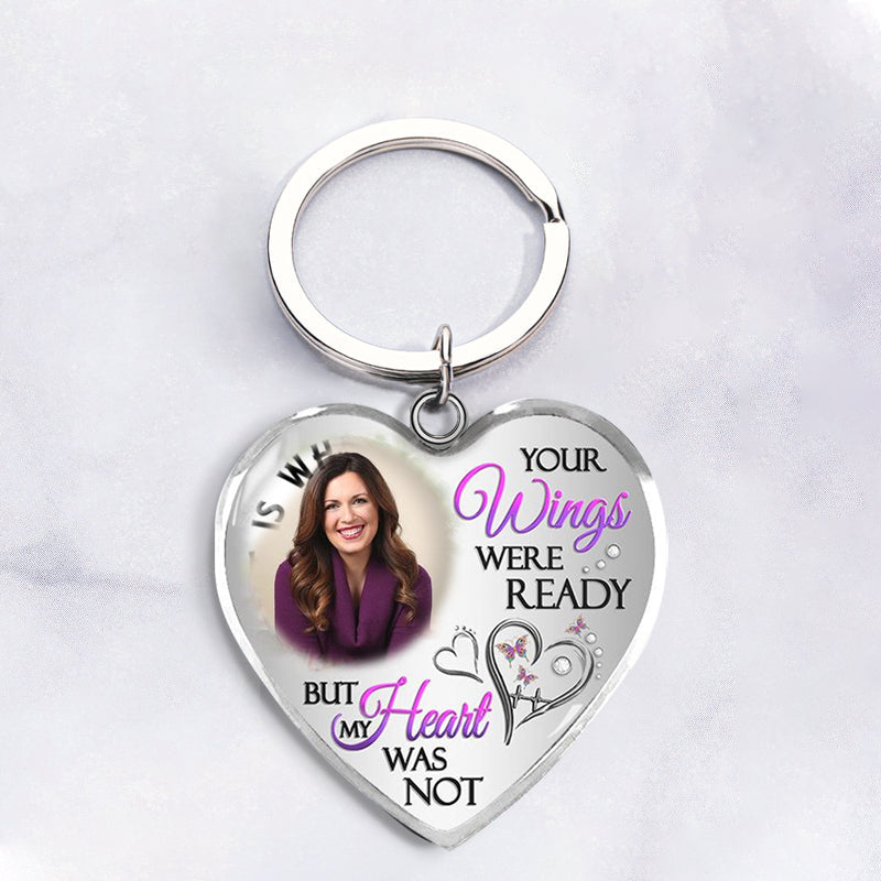 "Your Wings Were Ready" Custom Photo Keychain-K012