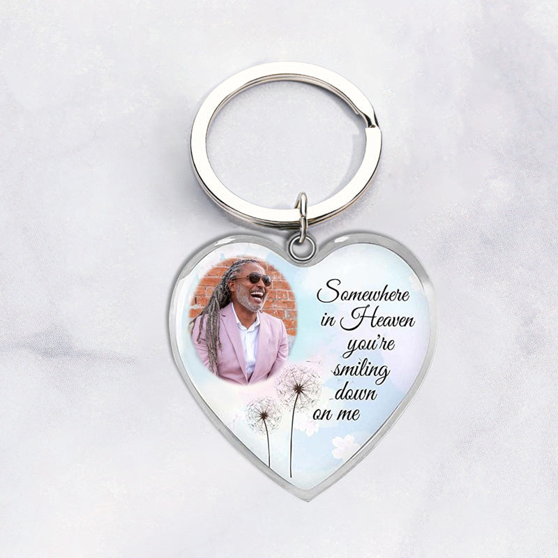 Custom Photo Memorial Necklace Adjustable "Somewhere in Heaven You're Smiling Down on Me" -N037