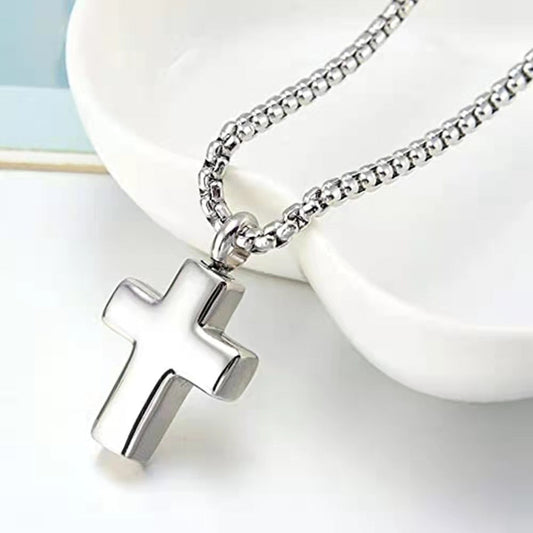 Cremation Urn Necklace Cross Pendant for Ashes Memorial Jewelry-A007