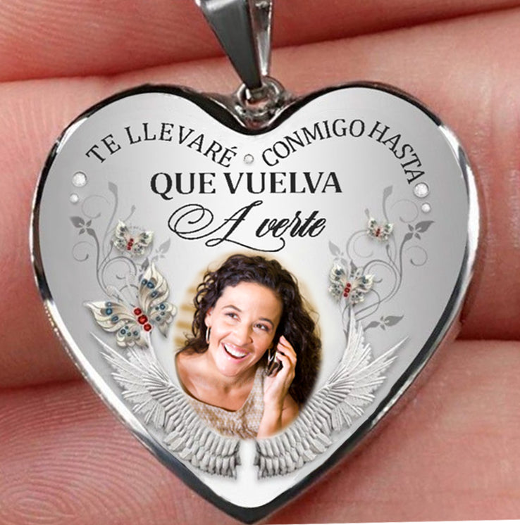 Collar Memorial con Foto "Te llevaré conmigo hasta que vuelva a verte” - N068