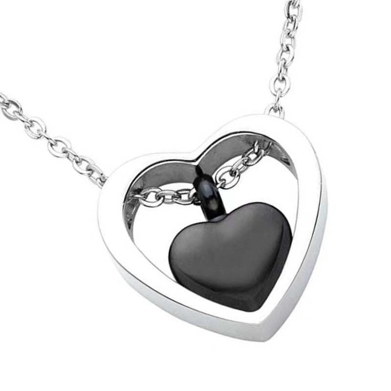 Double Heart Pendant Cremation Urn Necklace for Ashes Memorial Jewelry-A006