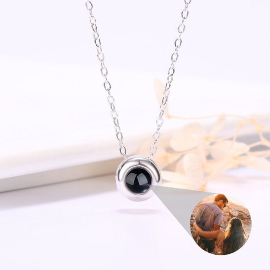 Personalized Photo Projection Necklace 925 Sterling Silver Circle Shape - P005