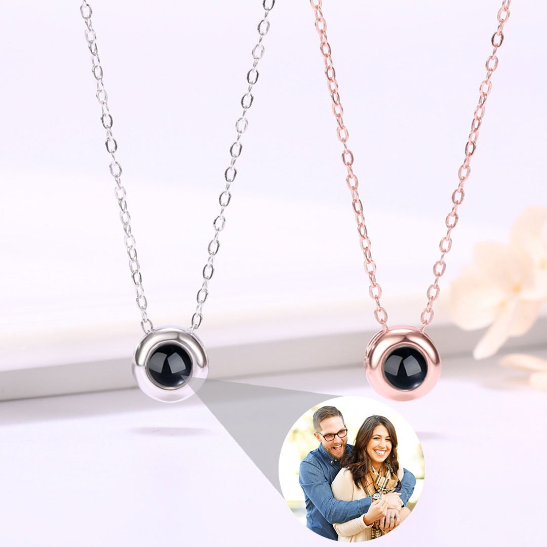 Personalized Photo Projection Necklace 925 Sterling Silver Circle Shape - P005