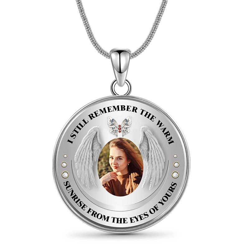 Custom Photo Memorial Necklace Adjustable "I Still Remember The Warm" -N024