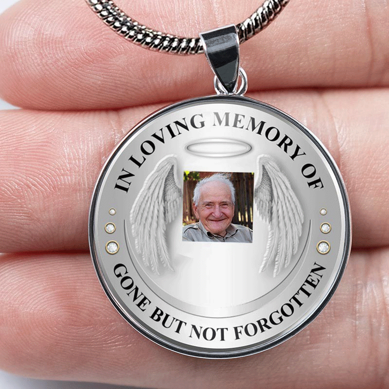 Custom Photo Memorial Necklace "In Loving Memory of Gone But Not Forgotten"- N039