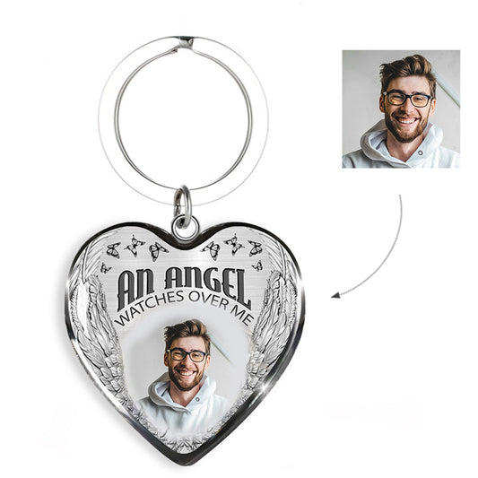 "An Angel Watches Over Me" Custom Photo Keychain-K010