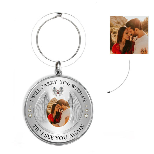 "I Will Carry You with Me" Personalized Memorial Photo Keychain-K007