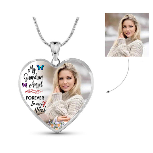 Custom Photo Memorial Necklace Adjustable "My Guardian Angel” -N055