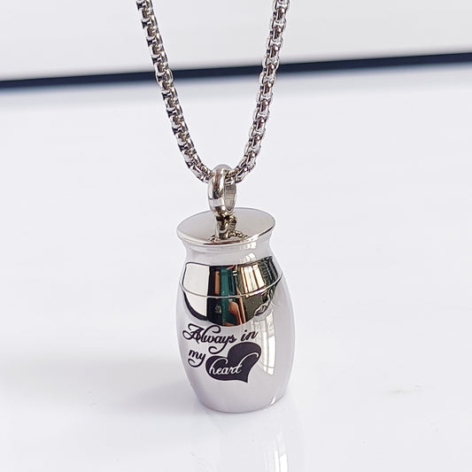 Cremation Urn Necklace Pot Pendant Always in My Heart for Ashes-A015