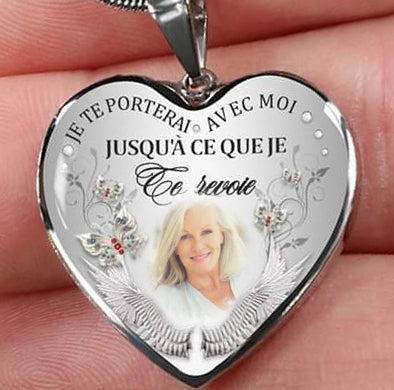 Photo Memorial Necklace "I Will Carry You With Me” French Version - N040