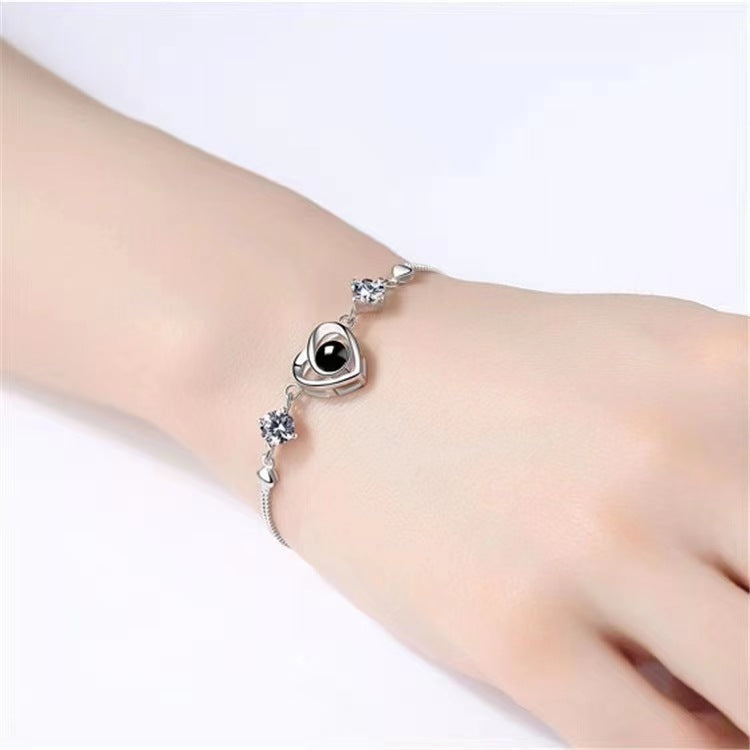 Personalized Photo Projection Bracelet 925 Sterling Silver Sweet Heart - P008