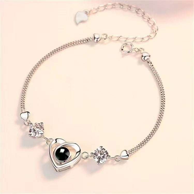 Personalized Photo Projection Bracelet 925 Sterling Silver Sweet Heart - P008