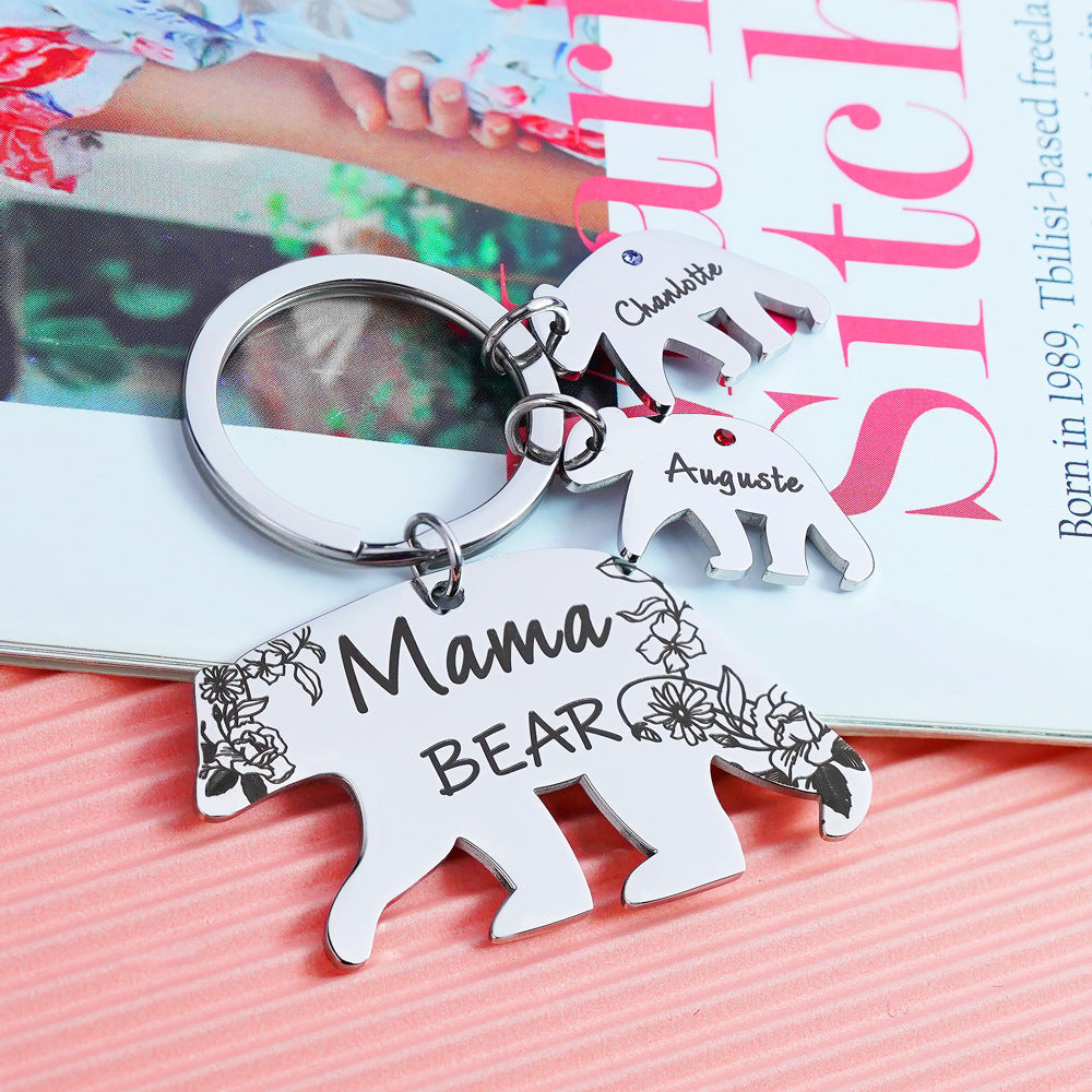 MamaBear Keychain With Birthstone Mother's Day Gift-K013