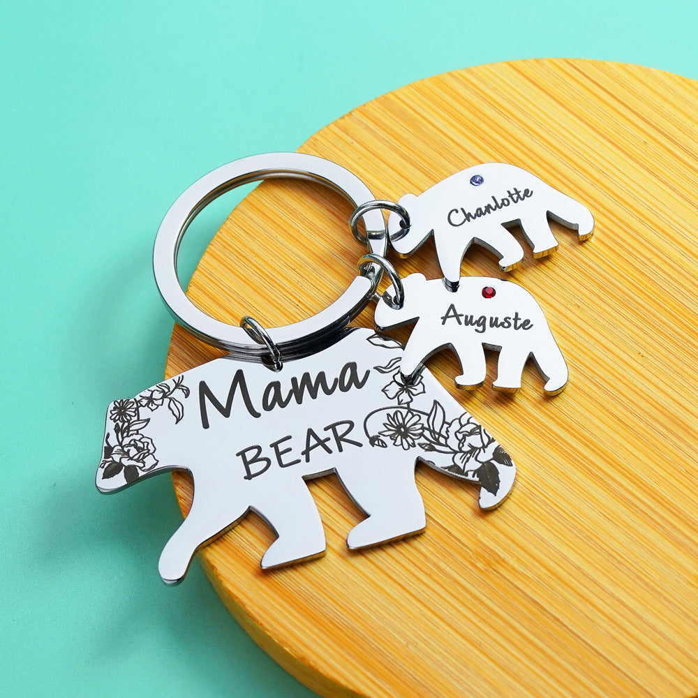 MamaBear Keychain With Birthstone Mother's Day Gift-K013