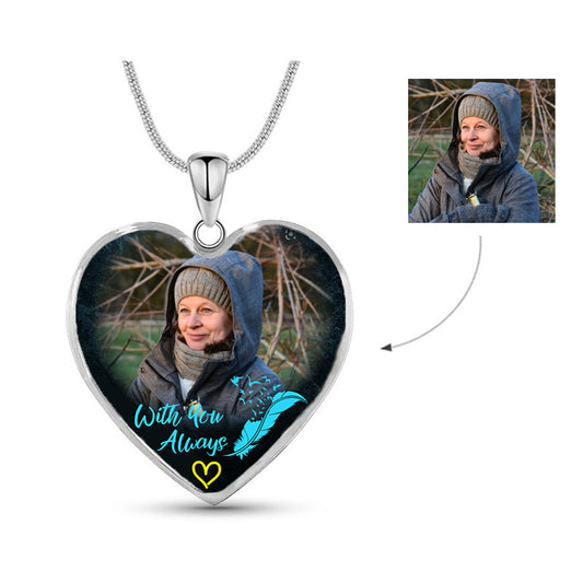 Custom Photo Memorial Necklace Adjustable "With You Always” -N057