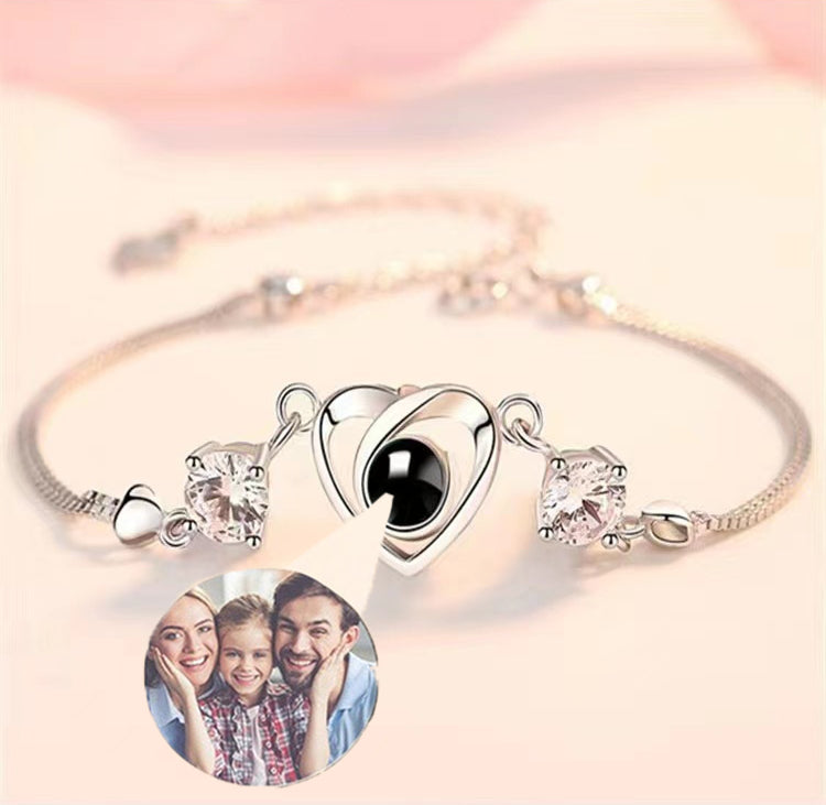 Personalized Photo Projection Bracelet 925 Sterling Silver Sweet Heart - P008